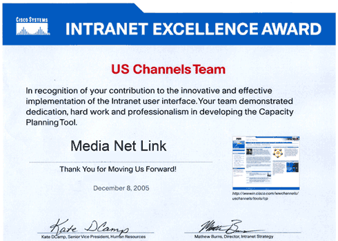Cisco Intranet Excellence Award